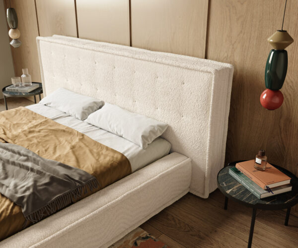 Čalúnený rám postele Filikos 180x200 cm bouclé krémový - Image 5