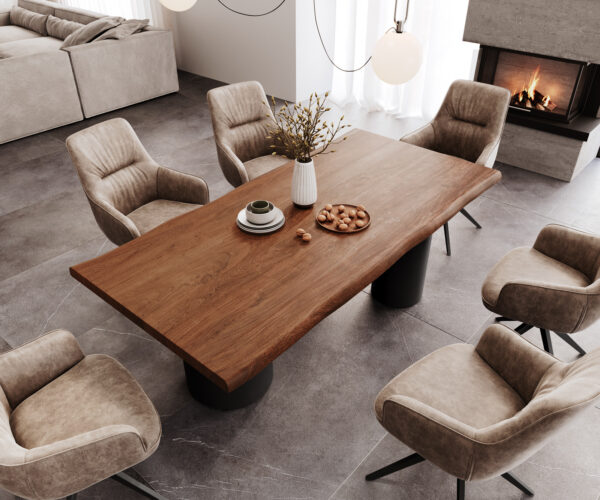 Jedálenský stôl Edge 200x100 XL Acacia Brown Troa Metal Black Live-Edge - Image 4
