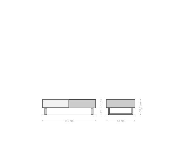 Konferenčný stolík New Live-Edge 115x60 cm prírodná akácia 2 zásuvky 1 policový behúň brúsená nerezová oceľ - Image 6