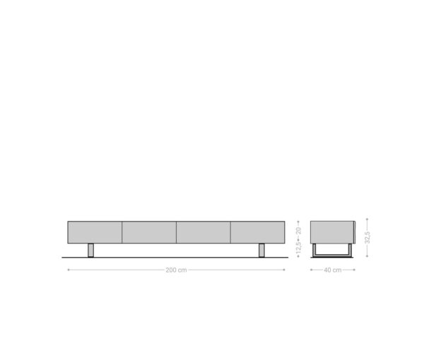 Nízka doska New Live-Edge 200 cm prírodná akácia 4 dvierka behúň kartáčovaná nerezová oceľ - Image 7