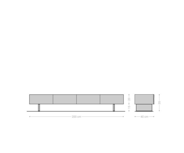 Nízka doska New Live-Edge 200 cm prírodná akácia 4 dvierka akrylový podstavec - Image 7