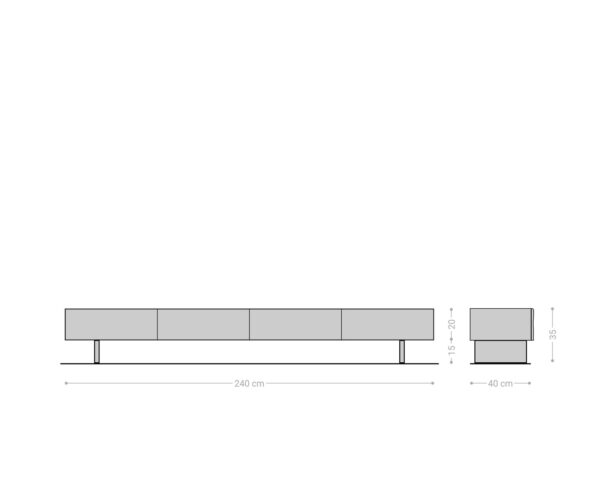 Nízka doska New Live-Edge 240 cm prírodná akácia 4 zásuvky akrylový podstavec - Image 7
