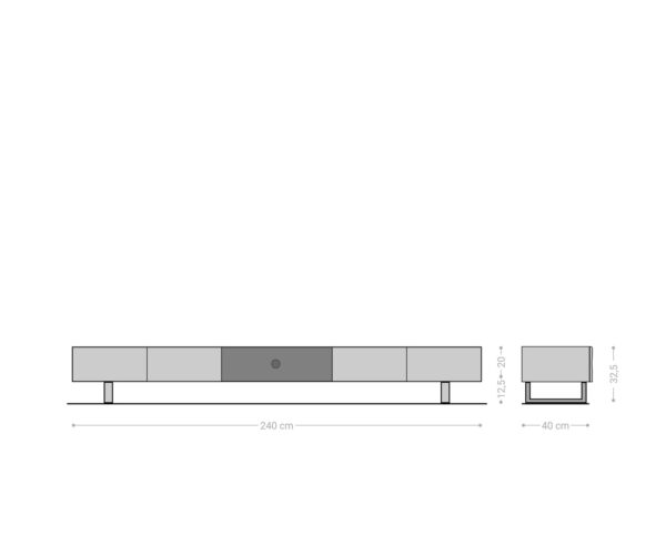 Nízka doska New Live-Edge 240 cm prírodná akácia 4 dvierka 1 priehradka behúň kov čierna - Image 7