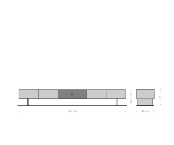 Nízka doska New Live-Edge 240 cm prírodná akácia 4 dvierka 1 priehradka akrylový podstavec - Image 7