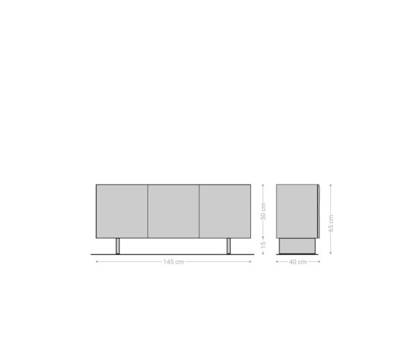 Komoda New Live-Edge 145 cm akácia prírodná 3 dvierka podstava závesná kov čierna - Image 6