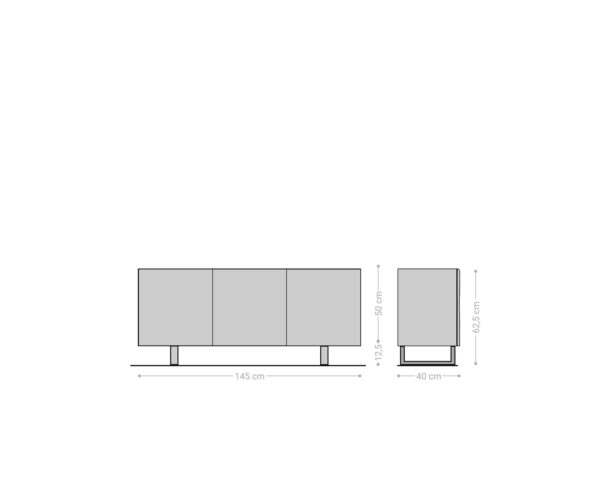 Nový príborník Live-Edge 145 cm prírodná akácia 3 dvierka behúň kov čierny - Image 6