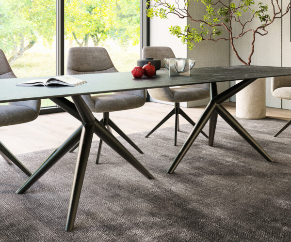 Jedálenský stôl Edge 300x100 keramický Laminam®Nero Greco antracit Estelar okrúhly kovový čierny - Image 7