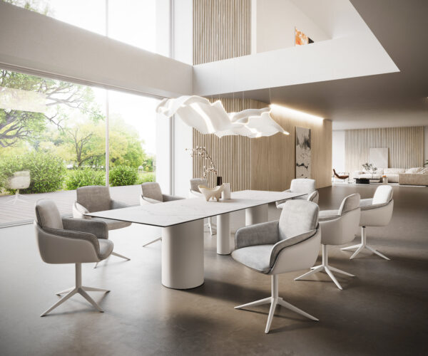 Hranatý jedálenský stôl 300x100 Keramický Laminam®Statuarietto biely Troa Kov biely - Image 7