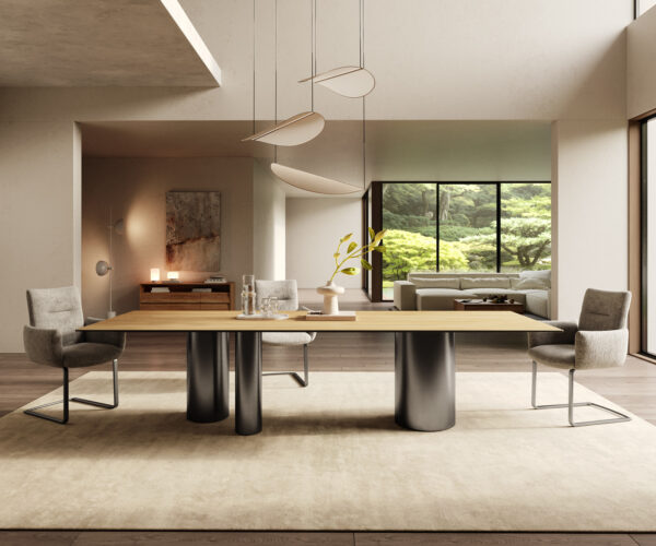 Jedálenský stôl Edge 300x100 keramický Laminam® Sabbia dub farebný Troa nerez grafit - Image 2
