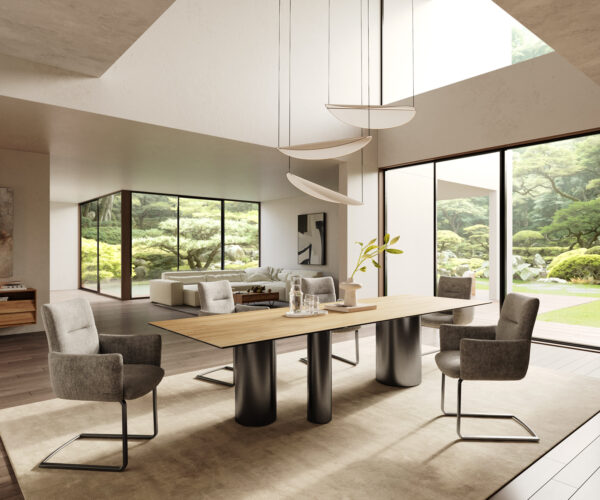 Jedálenský stôl Edge 300x100 keramický Laminam® Sabbia dub farebný Troa nerez grafit - Image 7