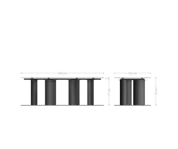 Jedálenský stôl Edge Boot 240x120 keramický Calacatta Luxe bielo-zlatosivý Pillar z nehrdzavejúcej ocele grafitovej farby - Image 9