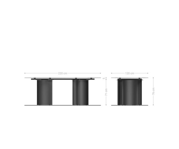 Jedálenský stôl hrana oválna 220x120 keramický Laminam® Nero Greco antracit Troa kov čierna - Image 7