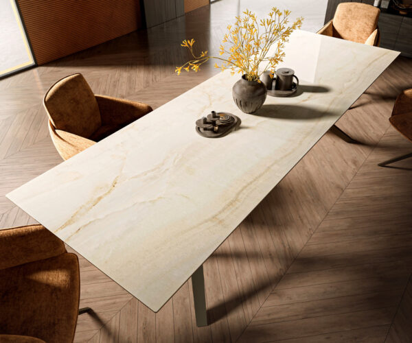 Jedálenský stôl Edge 300x100 Keramika Laminam® Onice Oro ?Zenthara square kovový efekt povrchová úprava titán - Image 4