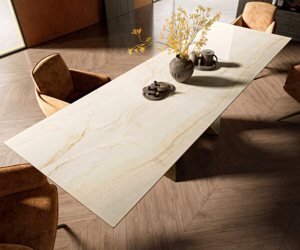 Hrana jedálenského stola 300x100 Keramický Laminam® Onice Oro Origami metalická zlatá - Image 4