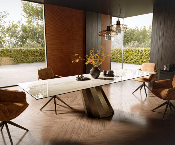 Jedálenský stôl Edge 300x100 keramika Laminam® Onice Oro Parabel metalická zlatá - Image 2