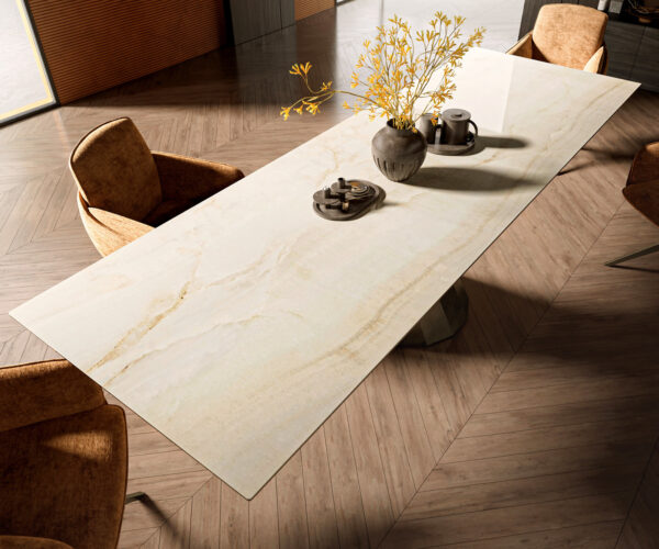 Jedálenský stôl Edge 300x100 keramika Laminam® Onice Oro Parabel metalická zlatá - Image 4