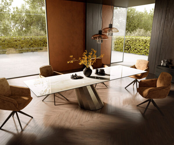 Jedálenský stôl Edge 300x100 keramika Laminam® Onice Oro Parabel metalická zlatá - Image 7