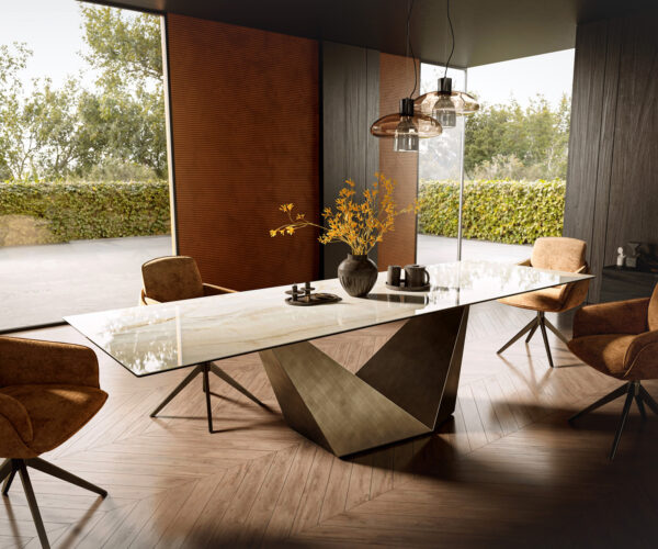 Jedálenský stôl Edge 300x100 Keramický laminát® Onice Oro ?Prisma Metallic Gold - Image 2