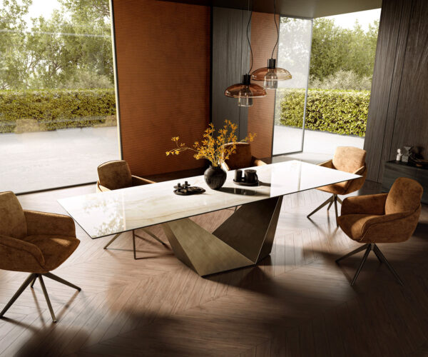 Jedálenský stôl Edge 300x100 Keramický laminát® Onice Oro ?Prisma Metallic Gold - Image 7