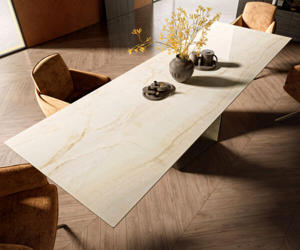 Jedálenský stôl Edge 300x100 Keramický laminát® Onice Oro ?Prisma Metallic Gold - Image 4