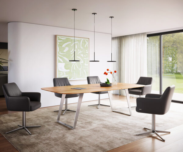 Jedálenský stôl Edge Boot 240x120 prírodný dub nerez skosená švajčiarska hrana - Image 5