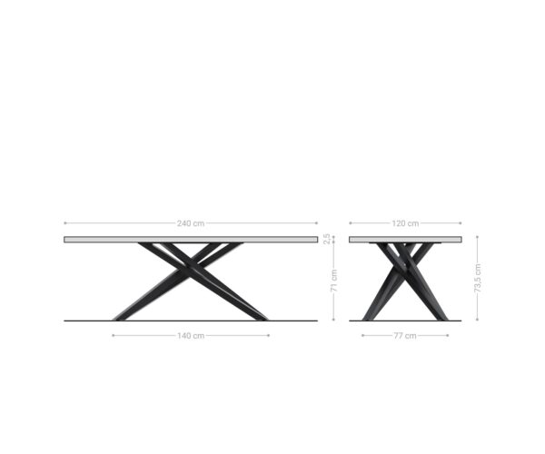 Jedálenský stôl Edge Boot 240x120 prírodný dubový krížový rám obdĺžniková hrana z nerezovej ocele Swiss - Image 6