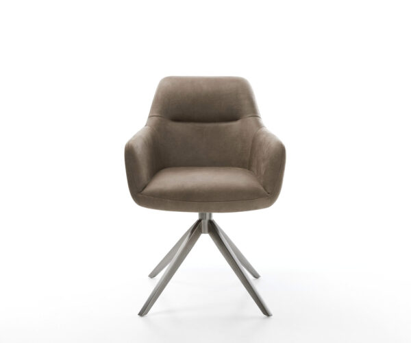Otočné kreslo Pejo-Flex mikrovlákno taupe vintage krížový rám široký grafit 360° otočná funkcia hojdania jadro z vreckových pružín - Image 2