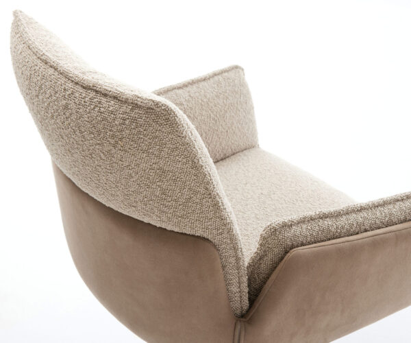 Otočná stolička Nela-Flex zmiešaný materiál blatový krížový rám široký nerezový 360° funkcia hojdania - Image 4