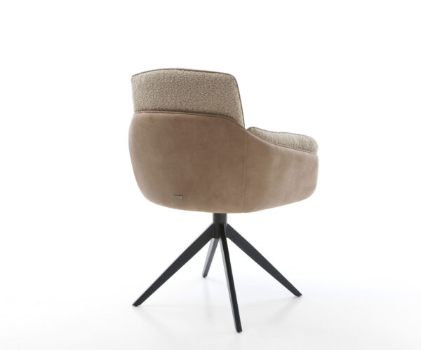 Otočné kreslo Luan-Flex s podrúčkami z mikrovlákna bahno vintage krížový rám široký čierny 360° funkcia hojdania - Image 5