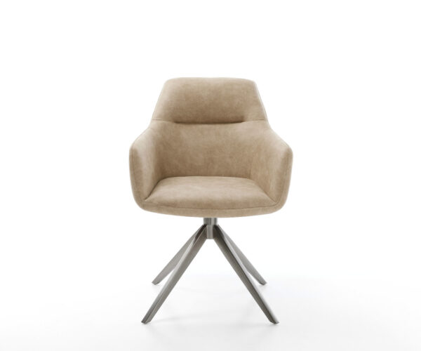 Otočné kreslo Pejo-Flex Mikrovlákno béžové Vintage Cross Frame Wide Graphite 360° funkcia hojdania Vreckové pružinové jadro - Image 2