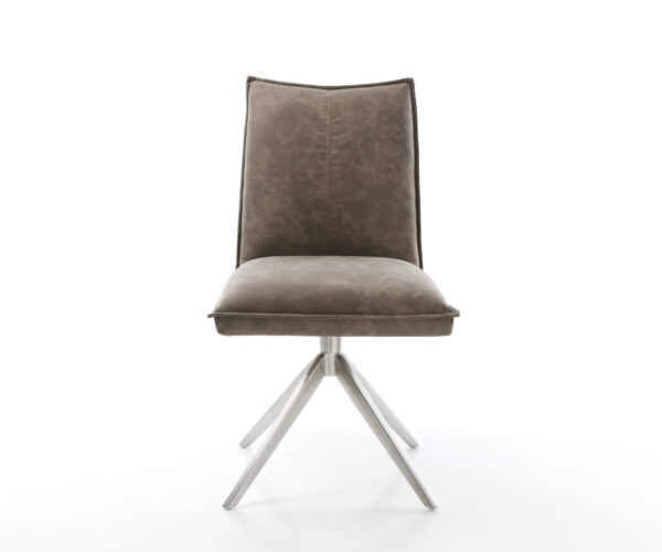 Otočné kreslo Lelio-Flex Mikrovlákno Taupe Vintage Cross Frame Wide Stainless Steel 360° Swivel Rocking function Vreckové pružinové jadro - Image 2