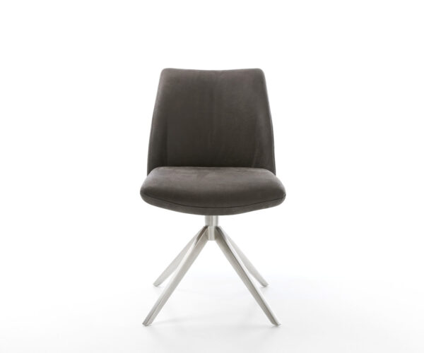 Otočná stolička Elso-Flex Mikrovlákno Antracit Vintage Krížový rám Široký nerezový rám 360° Funkcia otáčania Vreckové pružinové jadro - Image 2