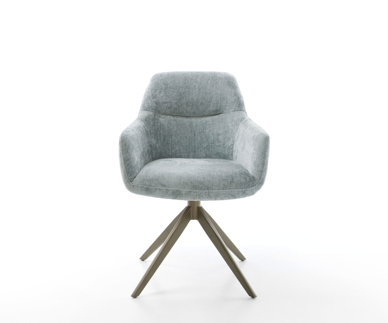 Otočná jedálenská stolička Pejo-Flex šenilka pastelovo modrá krížová podstava široká titánová farba 360° otočná hojdacia funkcia vrecková pružina - Image 2