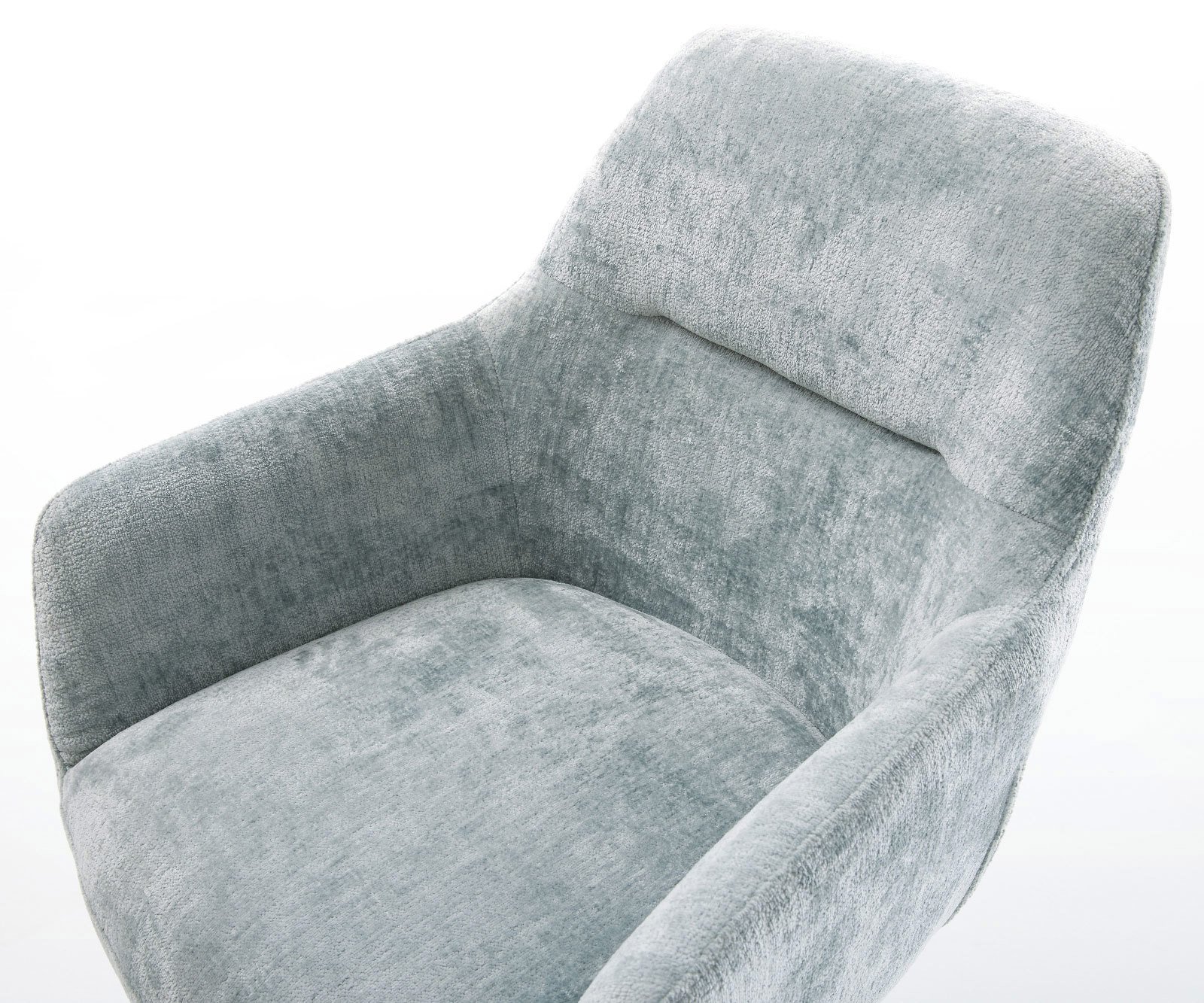 Otočná jedálenská stolička Pejo-Flex šenilka pastelovo modrá krížová podstava široká titánová farba 360° otočná hojdacia funkcia vrecková pružina - Image 4