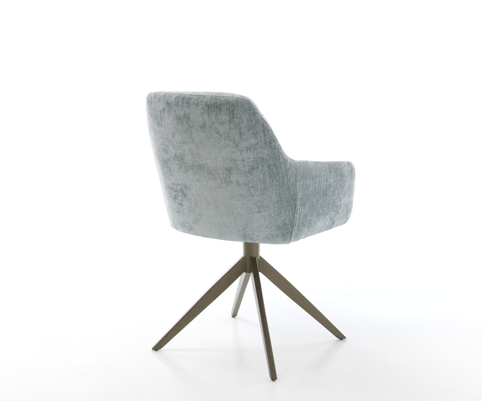 Otočná jedálenská stolička Pejo-Flex šenilka pastelovo modrá krížová podstava široká titánová farba 360° otočná hojdacia funkcia vrecková pružina - Image 5