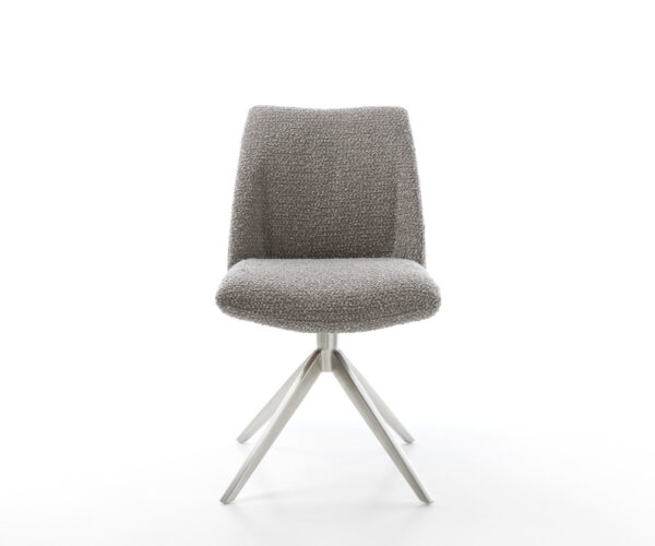 Otočná stolička Elso-Flex Bouclé Striebornosivá Krížový rám široký Nerezová oceľ Funkcia otáčania o 360° Vreckové pružinové jadro - Image 2