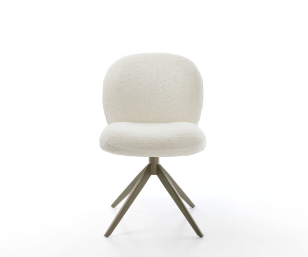 Otočná stolička Nube-Flex Bouclé Biely krížový rám so širokou povrchovou úpravou Fancy Titánová 360° otočná funkcia Hojdanie Vreckové pružinové jadro - Image 2