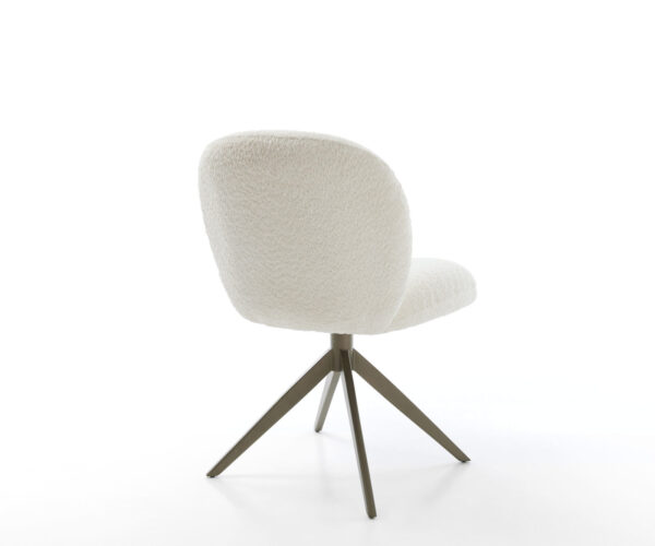 Otočná stolička Nube-Flex Bouclé Biely krížový rám so širokou povrchovou úpravou Fancy Titánová 360° otočná funkcia Hojdanie Vreckové pružinové jadro - Image 5