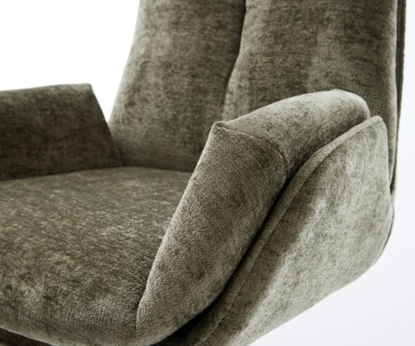 Otočná jedálenská stolička Clea-Flex šenilka olivová krížová podstava široká titánová farba 360° otočná s hojdacou funkciou - Image 4