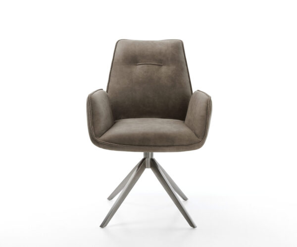 Otočné kreslo Zoa-Flex mikrovlákno taupe vintage krížový rám široký grafit 360° otočná funkcia hojdania jadro s vreckovými pružinami - Image 2