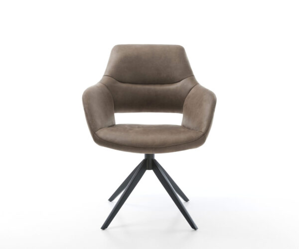 Otočné kreslo Yago-Flex s podrúčkami Mikrovlákno Taupe Vintage Cross Frame Wide Black Funkcia hojdania 360° Vreckové pružinové jadro - Image 2