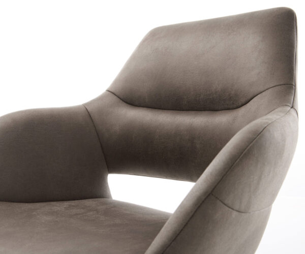 Otočné kreslo Yago-Flex s podrúčkami Mikrovlákno Taupe Vintage Cross Frame Wide Black Funkcia hojdania 360° Vreckové pružinové jadro - Image 4