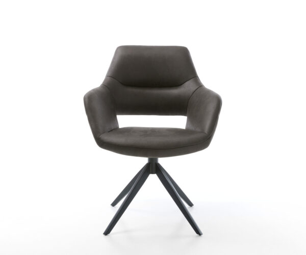 Otočná stolička Yago-Flex s podrúčkami Mikrovlákno antracit vintage Krížový rám široký čierny Otočná o 360° Funkcia hojdania Vreckové pružinové jadro - Image 2