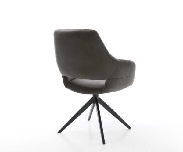 Otočná stolička Yago-Flex s podrúčkami Mikrovlákno antracit vintage Krížový rám široký čierny Otočná o 360° Funkcia hojdania Vreckové pružinové jadro - Image 5