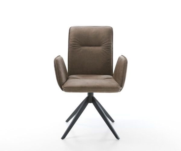 Otočná stolička Vinja-Flex z mikrovlákna taupe vintage krížový rám široký čierny Funkcia hojdania otočná o 360° - Image 2