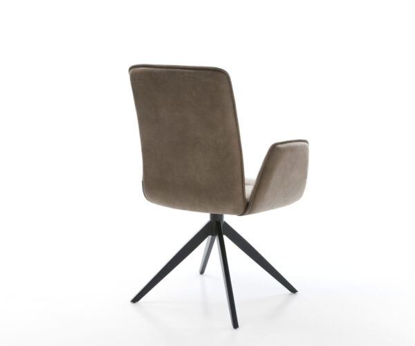 Otočná stolička Vinja-Flex z mikrovlákna taupe vintage krížový rám široký čierny Funkcia hojdania otočná o 360° - Image 5
