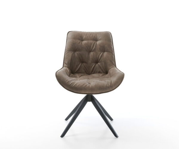 Otočná stolička Taimi-Flex mikrovlákno taupe vintage krížový rám široký čierny Funkcia hojdania otočná o 360° - Image 2
