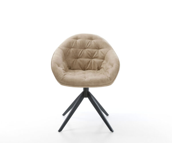 Otočné kreslo Gaio-Flex Mikrovlákno béžové Vintage Cross Frame Wide Black Funkcia hojdania 360° - Image 2