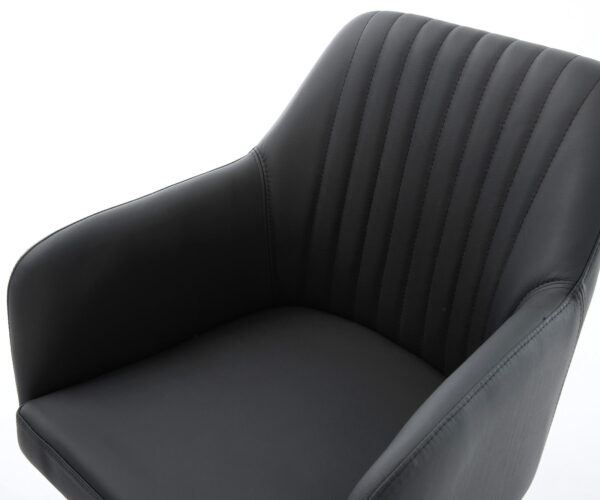 Otočná stolička Greg-Flex pravá koža čierna Krížový rám široký čierny 360° otočenie Funkcia hojdania Vreckové pružinové jadro - Image 4