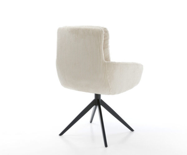 Otočná stolička Abelia-Flex s podrúčkami Cord Beige Cross Frame Wide Black 360° Swivel Rocking Function - Image 5